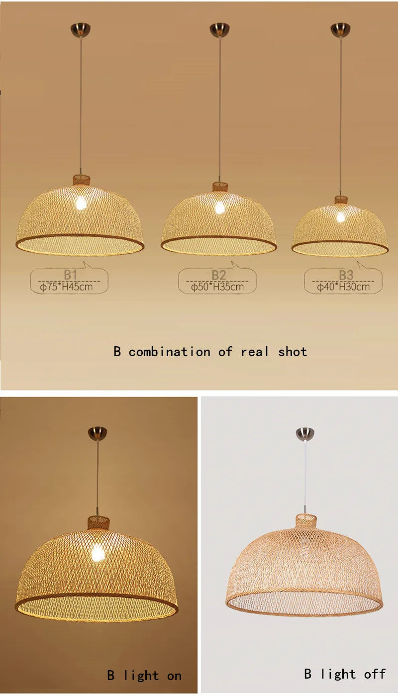 New Chinese Bird's Nest Lampshade Chandelier Hotel Restaurant Staircase Japanese Tatami Rattan LED Bamboo Furniture Decoration RELUX.STORE