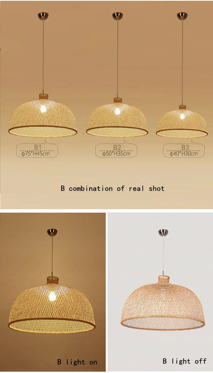 New Chinese Bird's Nest Lampshade Chandelier Hotel Restaurant Staircase Japanese Tatami Rattan LED Bamboo Furniture Decoration RELUX.STORE
