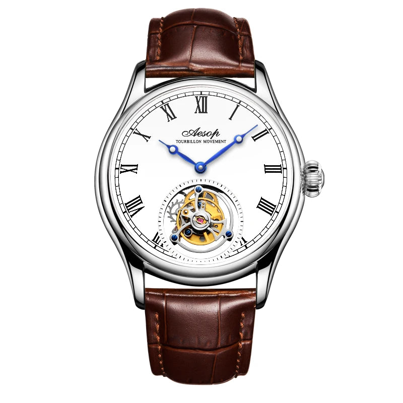 Aesop Real Flying Tourbillon Movement Mechanical Watches Luxury Watch for Men Skeleton Tourbillon Watch Sapphire Official StoreS