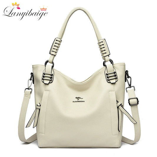 Luxury Soft Genuine Leather Handbag Fashion Women Shoulder Messenger Bag Solid Color Cowhide Tote Fashion Female Crossbody Sac RELUX.STORE