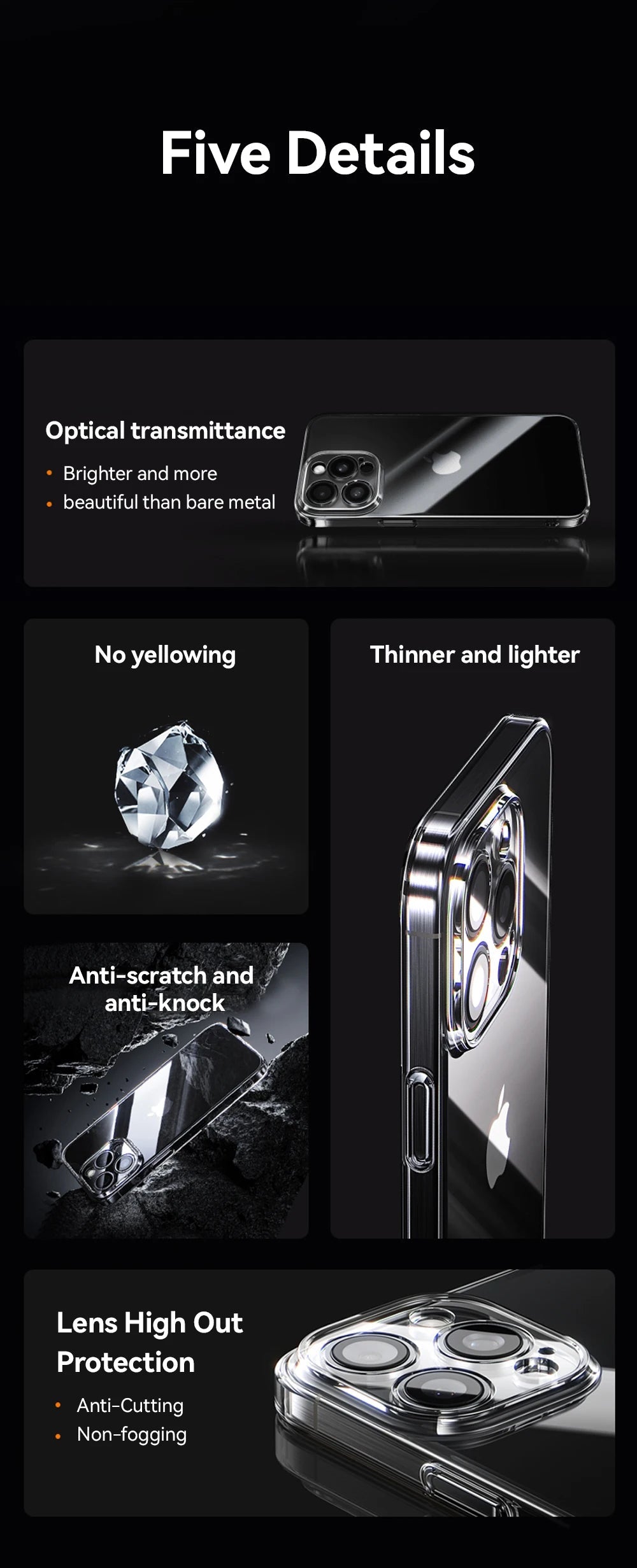 Joyroom Case For iPhone 17 Pro Max Case Crystal Transparent No Yellowing Lens Protection Cover For iPhone 16 Pro Shockproof Case RELUX.STORE