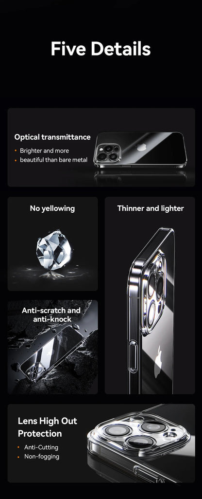 Joyroom Case For iPhone 17 Pro Max Case Crystal Transparent No Yellowing Lens Protection Cover For iPhone 16 Pro Shockproof Case RELUX.STORE