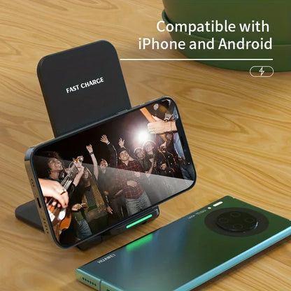 Foldable 30W Wireless Charger Stand Pad For iPhone 16 15 14 13 12 Pro X XS 8 Samsung Xiaomi Induction Fast Charging Dock Station