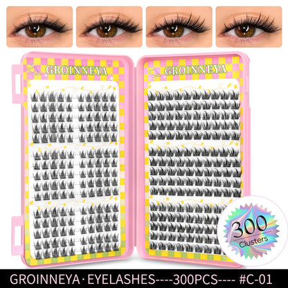 GROINNEYA Eyelashes Clusters 320 pcs Natural Eyelash extension Cluster Lashes Volume Mixed Tray Lashes Cluster Natural Lashes RELUX.STORE