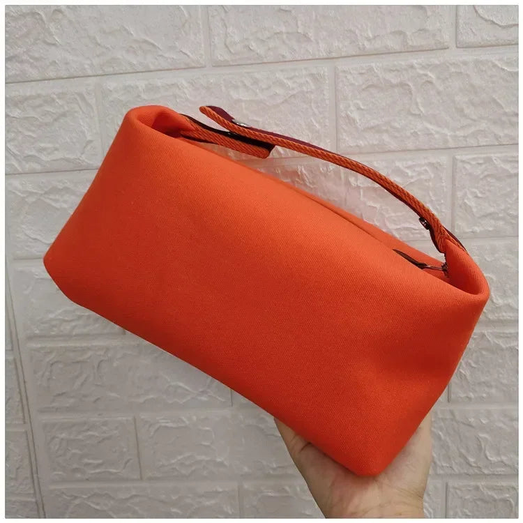 2024 New Large Capacity Canva Makeup Bag Soft Texture Fashionable Women's Shoulder Bag Color Blocking Handbag From China RELUX.STORE