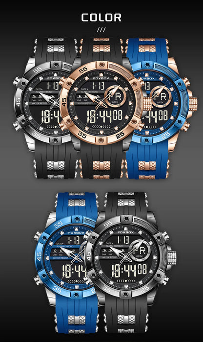 New Original FOXOBOX Brand Luxury Men Watch Military Analog Digital Watches For Men Fashion Sport Waterproof Quartz Chronograph