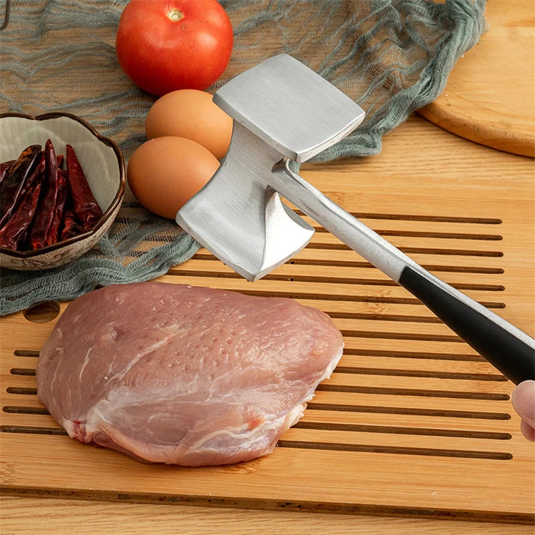 LMETJMA Meat Tenderizer Hammer with Comfortable-Grip Handle Zinc Alloy Meat Hammer Tenderizer Kitchen Meat Mallet Pounder JT329
