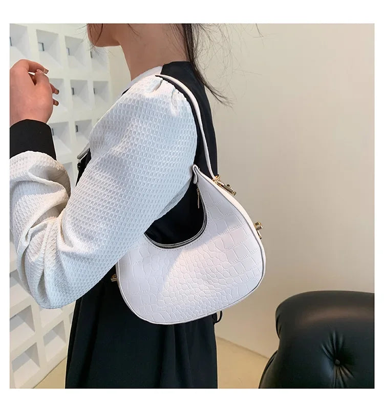 Fashion Luxury Design PU Leather Shoulder Bag Women Small Clutch Handbag Purse Female Underarm Bag Travel Totes shoulder bag RELUX.STORE