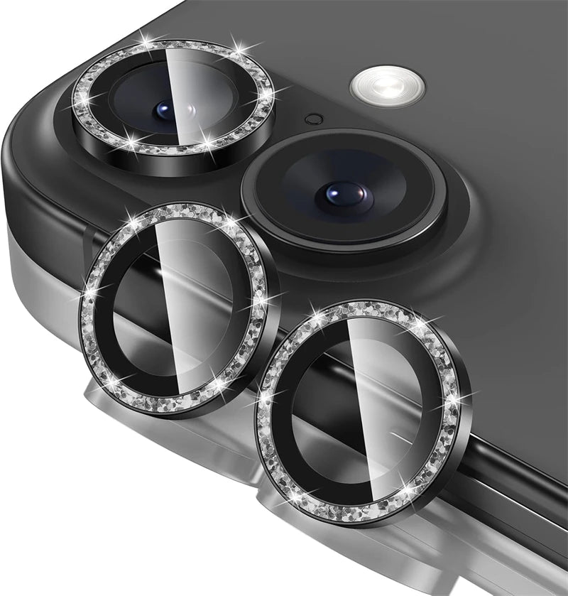 2-3Pcs Pink Glitter Bling Metal Tempered Glass Camera Lens Protector For IPhone 17 16 15 14 13 Pro Max Plus Full Cover Accessory RELUX.STORE