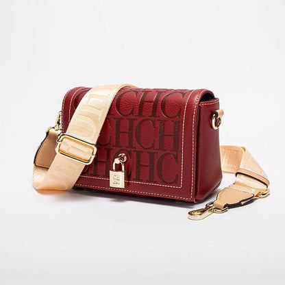 Fashion Design Model Metal Accessories Buckle Women's Shoulder Bag Luxury Brand 2025 Fashion Solid Colour Printed Head Bag RELUX.STORE