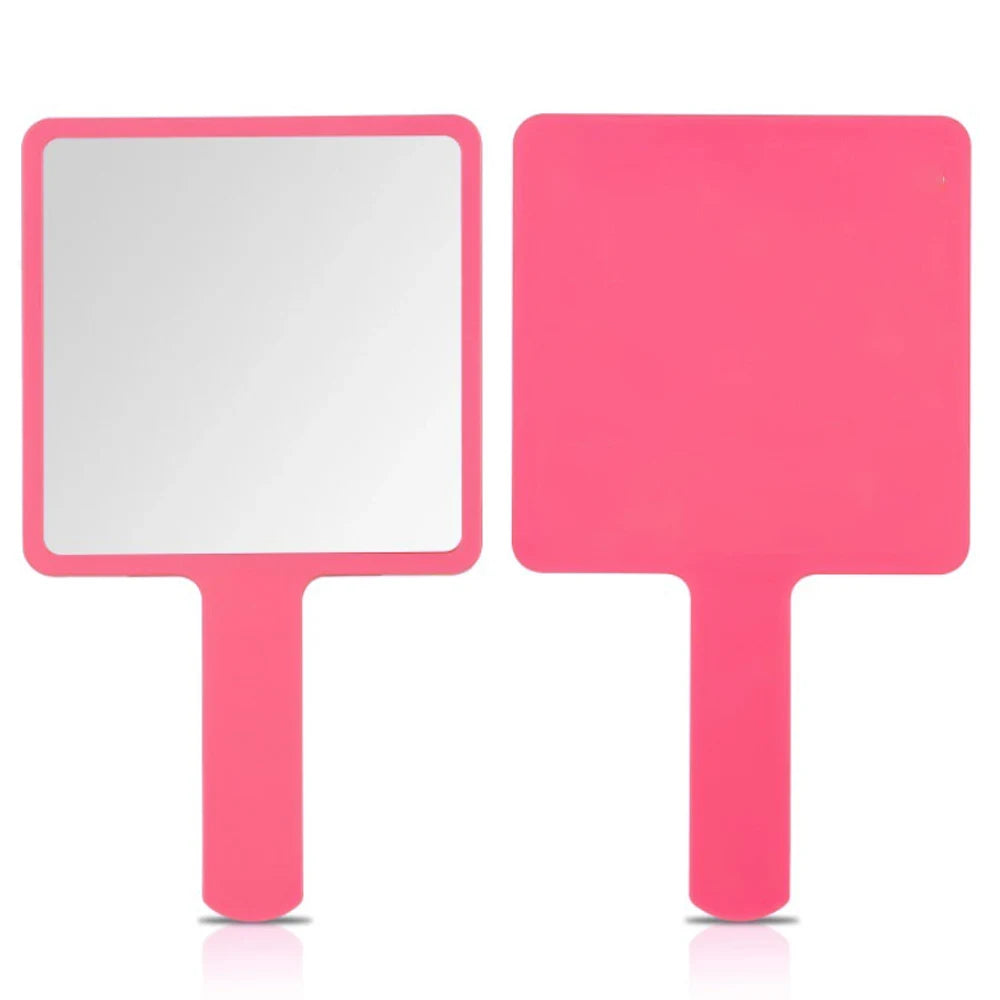 1Pcs Plastic Handle Handheld Makeup Vanity Mirror Portable Square Eyelash Extension Mirror Women Cosmetic Beauty Salon Supplies RELUX.STORE