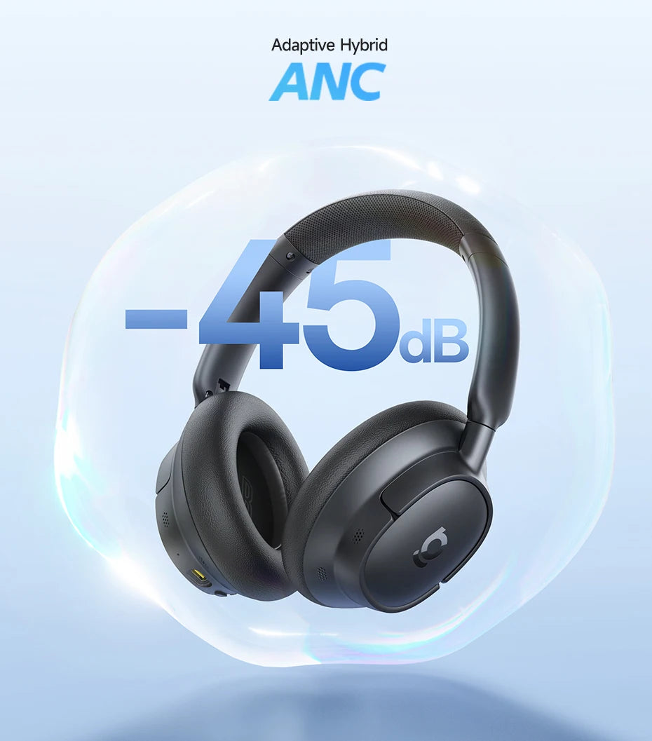 Baseus EH10 NC ANC Wireless Headphones 45dB Adaptive Hybrid Noise Cancelling Headsets Hi-Res LDAC Headphone Bluetooth 6.0 80Hrs