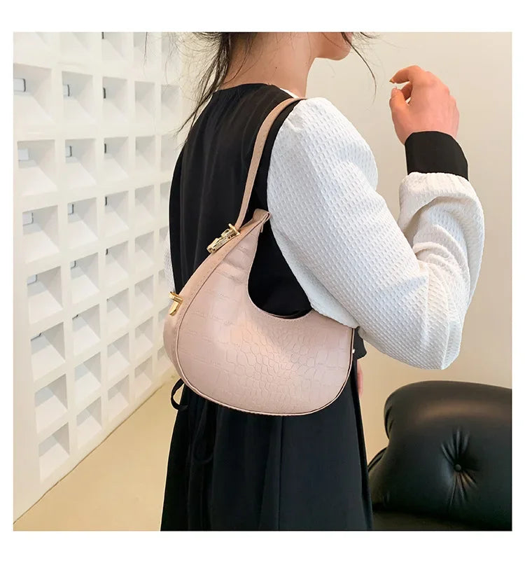 Fashion Luxury Design PU Leather Shoulder Bag Women Small Clutch Handbag Purse Female Underarm Bag Travel Totes shoulder bag RELUX.STORE