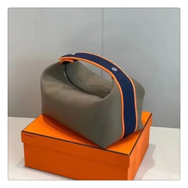 2024 New Large Capacity Canva Makeup Bag Soft Texture Fashionable Women's Shoulder Bag Color Blocking Handbag From China RELUX.STORE