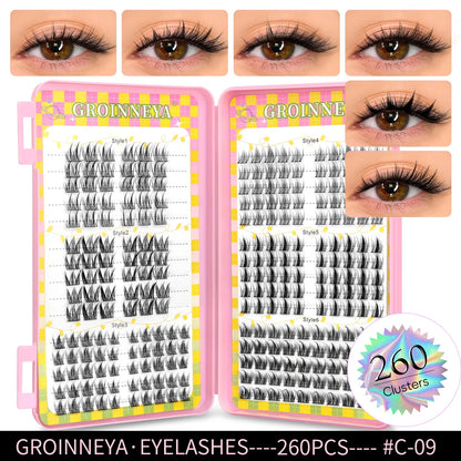 GROINNEYA Eyelashes Clusters 320 pcs Natural Eyelash extension Cluster Lashes Volume Mixed Tray Lashes Cluster Natural Lashes RELUX.STORE
