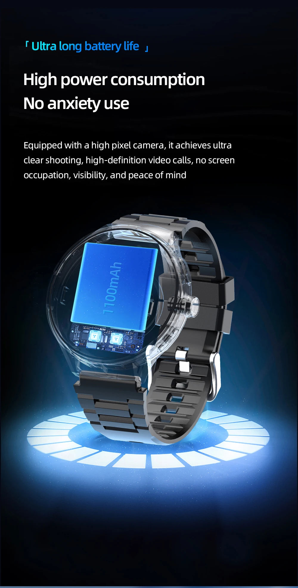 GoldenSpike 4GB+128GB Smart Watch 1.75inch Amoled Smartwatch With 180° Rotary Camera GPS Position WIFI Sim Card Slot Video Call