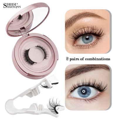 2 Pairs Magnetic Eyelash Natural Look Fluffy False Eyelashes Reusable Magnetic Eyelash Set with Applicator No Glue Need Makeup RELUX.STORE