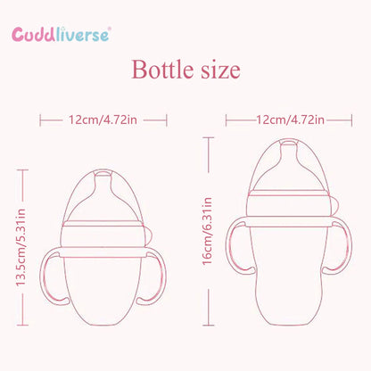 New 0-36 months baby nano-silicone bottle 240ml 150ml with handle Breastmilk-like design Soft milk pulling