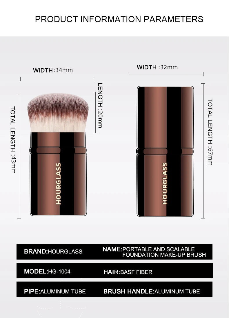 Hourglass Makeup Brush- No.22 Retractable Blush Brush Soft and Skin-friendly Fiber Hair Fashion Design Single Face Brush RELUX.STORE