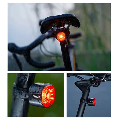 GlYO Auto Brake Sensing Bicycle Tail Light -USBRechargeable, lP66 Waterproof LED WarningLight for MTB & Road Bike Night Safety