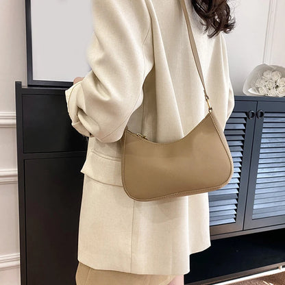 Retro Solid Color PU Leather Shoulder Underarm Bag Women's Fashion Handbags Hobos Purses and Handbag Ladies Crossbody Bags