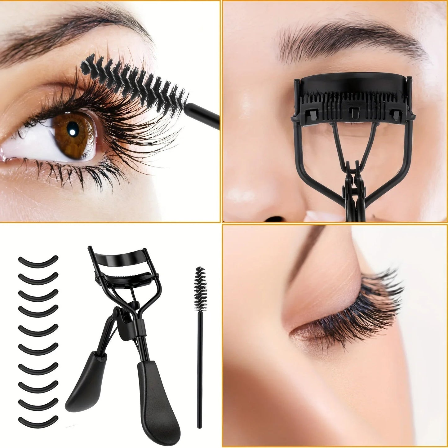 11/16PCS Eyelash Curler with 10pcs Replacement Pads Women Professional Eyelashes Curling Tweezers Clips Lasting Eye Makeup Tools RELUX.STORE