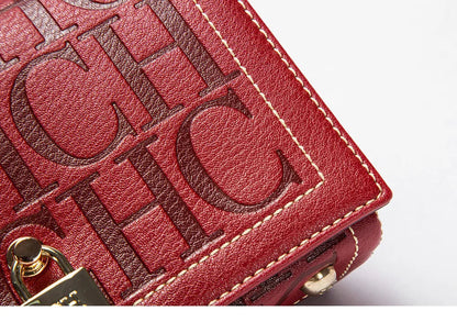 Fashion Design Model Metal Accessories Buckle Women's Shoulder Bag Luxury Brand 2025 Fashion Solid Colour Printed Head Bag RELUX.STORE