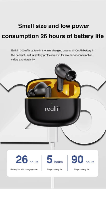 Realfit F3 ANC Active Noice Cancellation Bluetooth Earphones ENC Call HIFI Stereo Superb Bass Wireless Earbuds Sport Gaming RELUX.STORE
