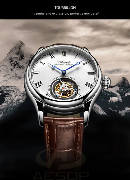 Aesop Real Flying Tourbillon Movement Mechanical Watches Luxury Watch for Men Skeleton Tourbillon Watch Sapphire Official StoreS