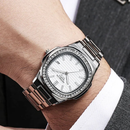 New Luxury Men Quartz Watches Automatic Date Watch Man Stainless Steel Sport Chronograph Watch for Men Clock reloj hombre
