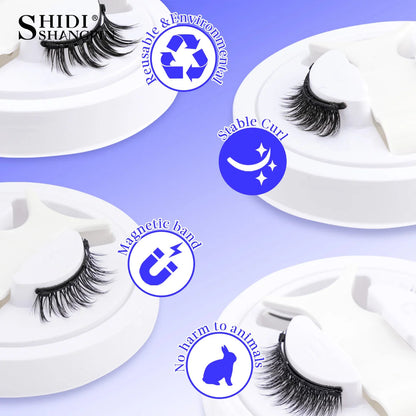 1 Pair Reusable Magnetic Eyelashes Tweezers Set Faux Mink Lashes Handmade 3D Natural False Eyelashes and Magnetic Tweezers Set RELUX.STORE