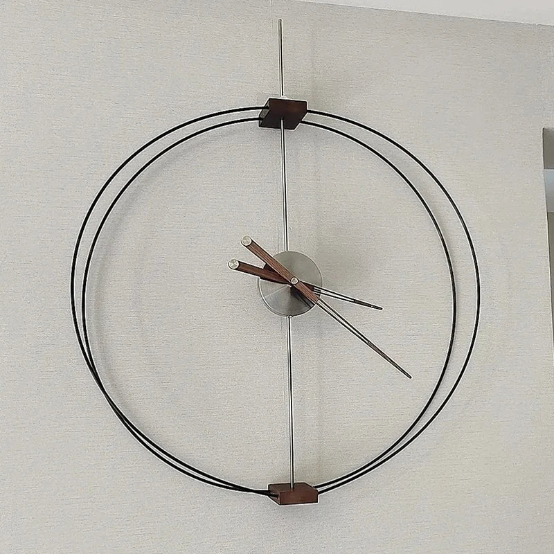 Spanish Minimalist Wall Clock Creative Luxury Living Room Art Clocks Solid Wood Pointer Large Wall Clock Silent Movement Clocks RELUX.STORE