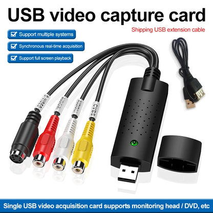VHS to Digital Converter USB 2.0 Video Converter Audio Capture Card VHS Box VHS VCR TV to Digital Converter Support Win 7/8/10