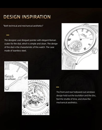 Aesop Real Flying Tourbillon Movement Mechanical Watches Luxury Watch for Men Skeleton Tourbillon Watch Sapphire Official StoreS