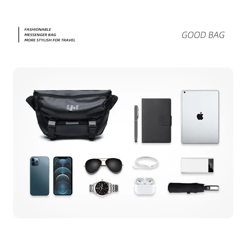 Ins Korean Style Men Waterproof Magnetic Buckle Crossbody Messenger Bag Daily Outdoor Travel Cycling iPad Camera Shoulder Bag