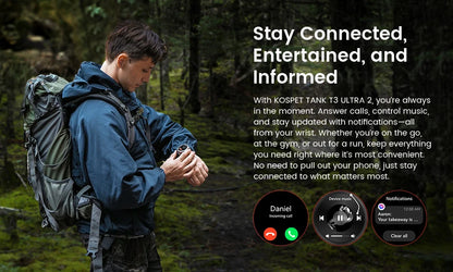 KOSPET TANK T3 Ultra 2 GPS Smart Watch For Men Smartwatch Compass Altimeter Barometric 5ATM IP69K Waterproof AMOLED Mens Watches