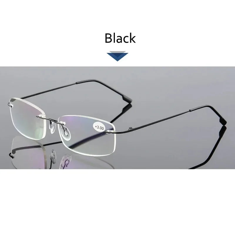 High Quality Titanium Frame Reading Glasses for Women and Men Anti Blue Light Presbyopia Eyewear with Diopter +1.0 To +4.0 RELUX.STORE