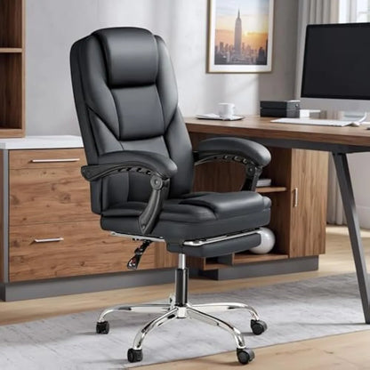 Office Chairs Big &Tall Office Chair, High Back Leather Chair with Footrest, Reclining Ergonomic Executive Suppo Office Chairs