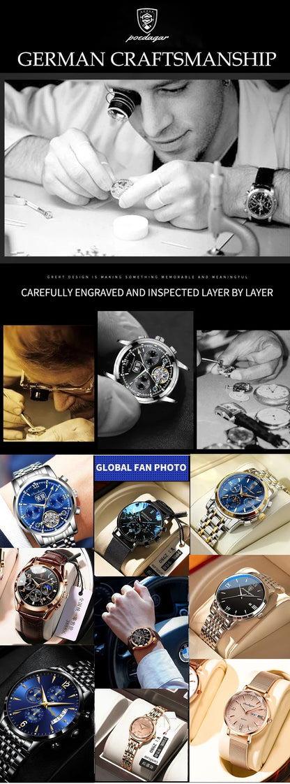 POEDAGAR Luxury Men Watch Business Quartz Man Clock Sports Waterproof Luminous Date Stainless Steel Men's Watches Male Reloj+box RELUX.STORE