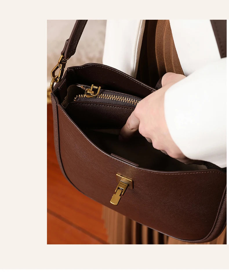 Women‘s Cowhide Genuine Leather Shoulder Bag Ladies Soft Natural Cow Leather Handbag Female Fashion Luxury Design Crossbody Bags