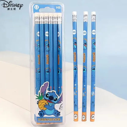 12pcs Disney Stitch Anime Pencil School Supplies Kid Colored pencils School Supplies Pencils Hb Pencils kids Birthday Xmas Gift