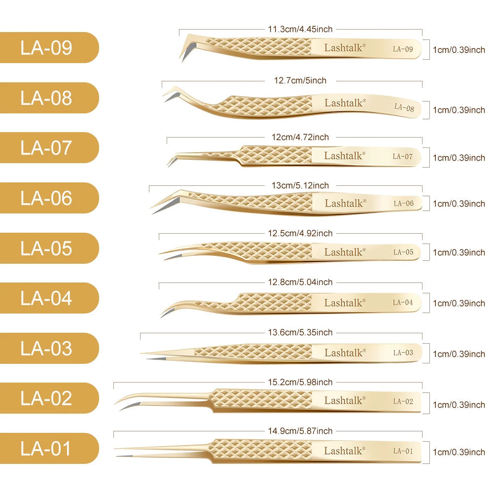 Lashtalk Precision Fiber Tip Tweezer Eyelash Extensions Diamond Grip Anti-Slip Premium Gold Stainless Steel Makeup From Nagaraku RELUX.STORE