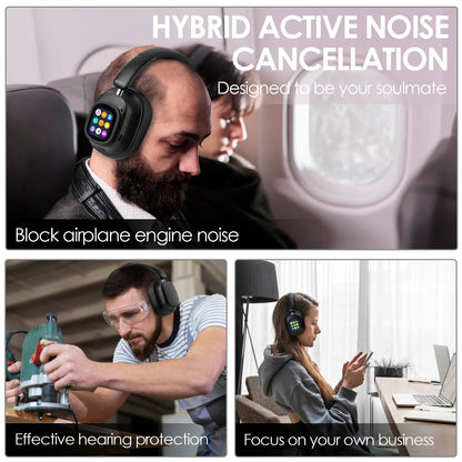 Siindoo JH-ANC930Plus Active Noise Cancelling Headphones, Hybrid Wireless Headphone With Multi Magnetic Touch Control LED Screen RELUX.STORE