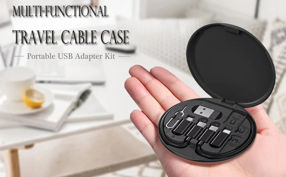 PD 60W Multifunctional USB Type C Data Cable Set Fast Charging For IPhone Xiaomi Charger Storage Box Adapter Card Pin Travel Box RELUX.STORE