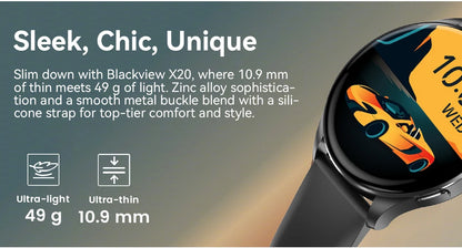 Blackview 2024 New Smartwatch X20 Watch AMOLED Display Hi-Fi Bluetooth Phone Calls Health and Fitness Tracking  for ISO Android