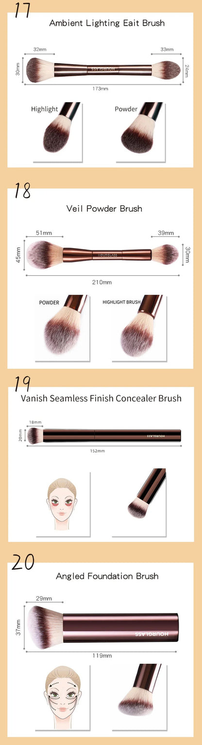 Hourglass Makeup Brushes Powder Foundation Concealer Blusher Bronzer Eye Shadow Eyebrow Eyeliner Sculpting Brush RELUX.STORE