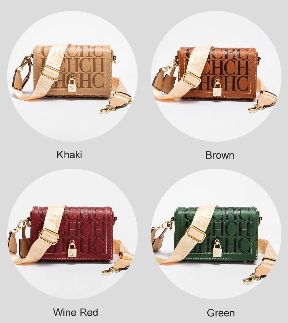 Fashion Design Model Metal Accessories Buckle Women's Shoulder Bag Luxury Brand 2025 Fashion Solid Colour Printed Head Bag RELUX.STORE