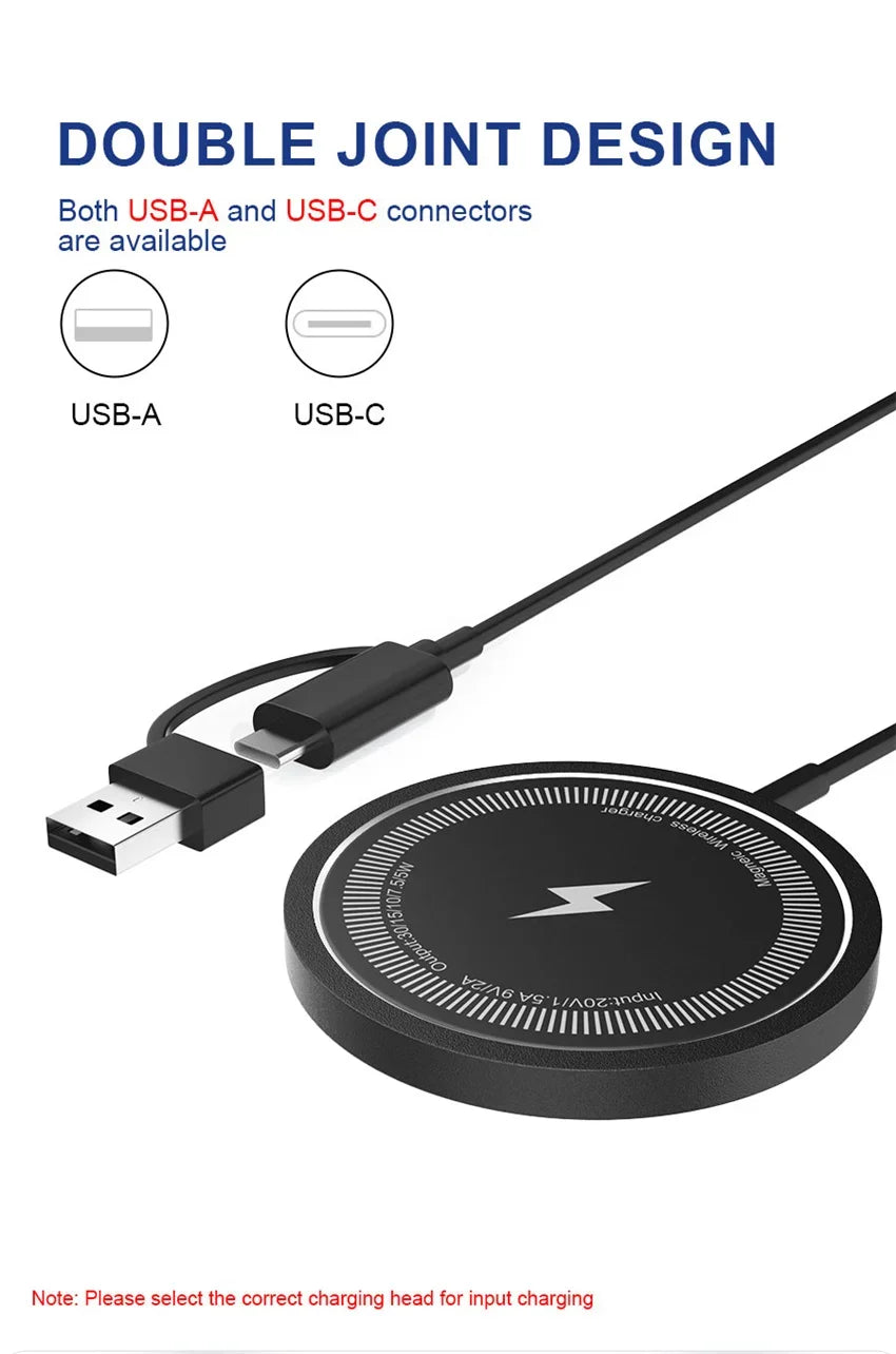 Magnetic Wireless Charger Fast Charging Pad Stand for iPhone 16 15 14 13 12Pro Max Airpods PD USB A Phone Chargers Dock Station