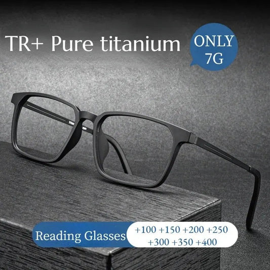 High Quality Titanium Frame Reading Glasses for Women and Men Anti Blue Light Presbyopia Eyewear with Diopter +1.0 To +4.0 RELUX.STORE