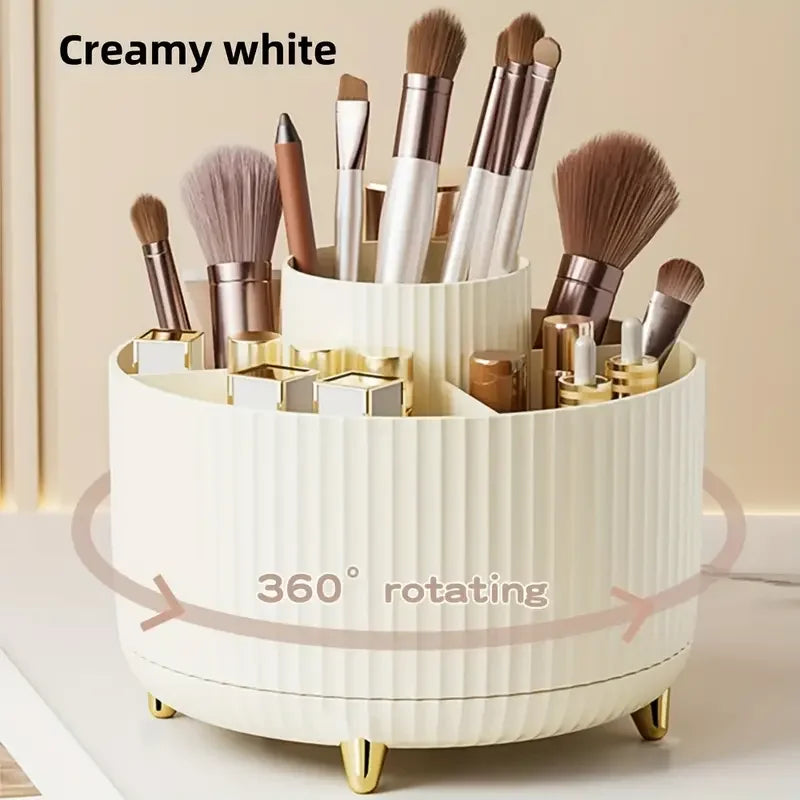 360° Rotating 5 Slot Makeup Brushes Holder Organizer Multi-Functional Desk Storage Cosmetics Storage for Vanity Desktop Bathroom RELUX.STORE